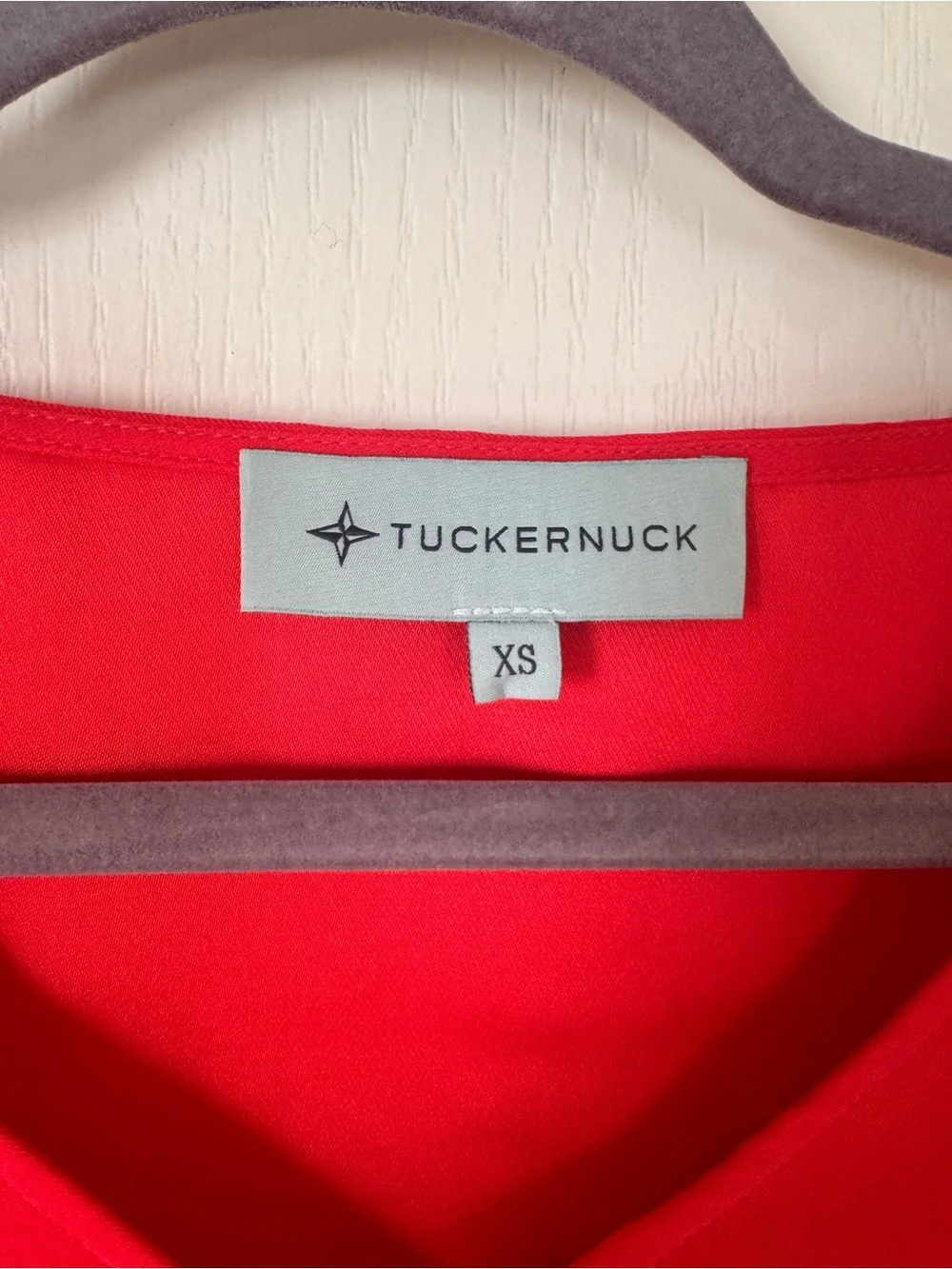 Tuckernuck Red V-Neck Blouse Puff Sleeve Top XS